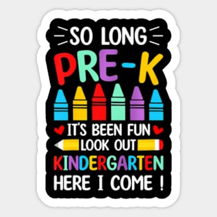 Kids So Long Pre-K Graduation Kindergarten  2024 Sticker